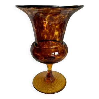 Vase verre soufflé "écaille de tortue" vintage 1960