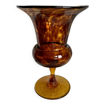 Vase verre soufflé "écaille de tortue" vintage 1960