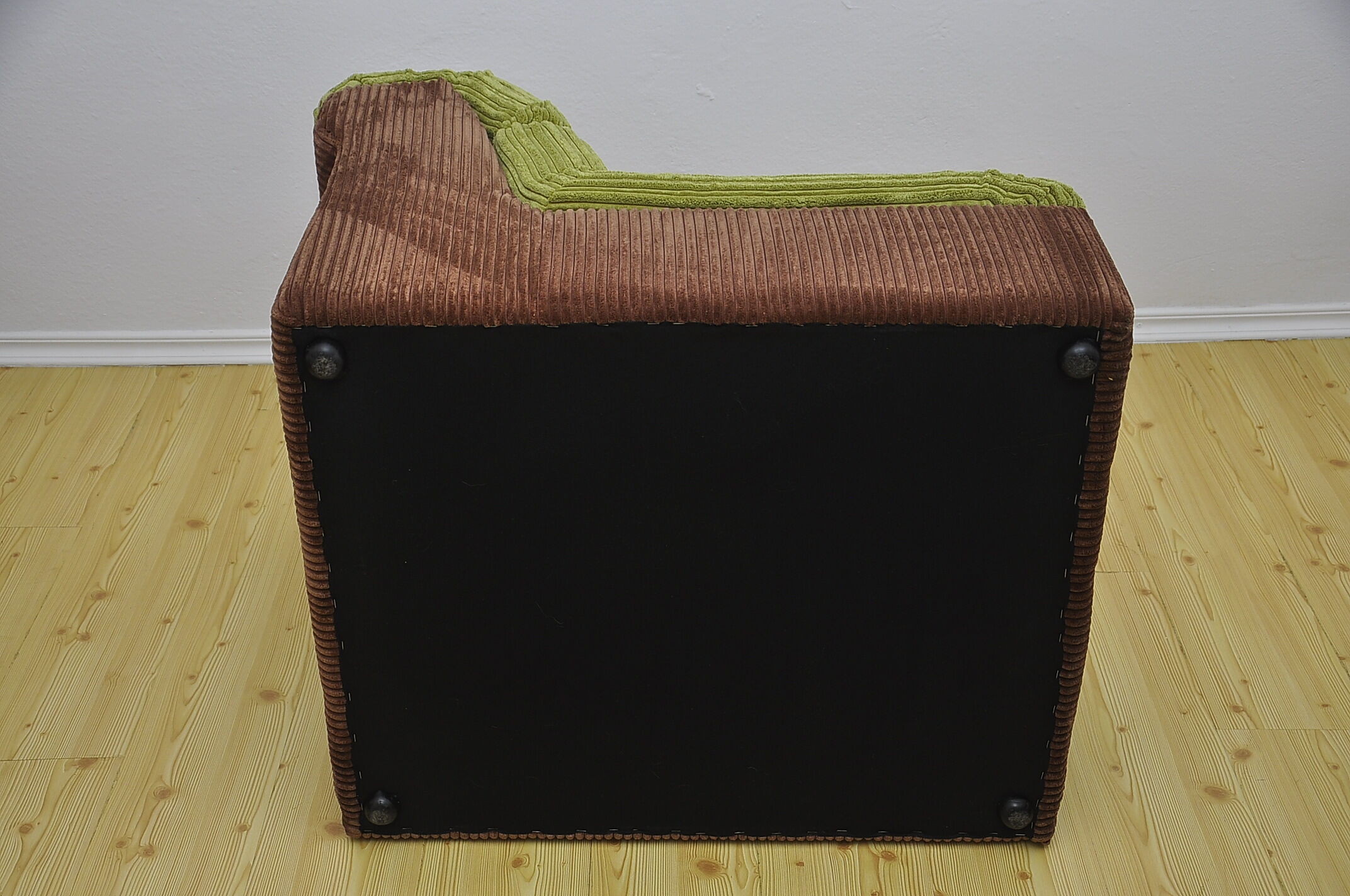 Green and brown corduroy modular sofa, 1970s.