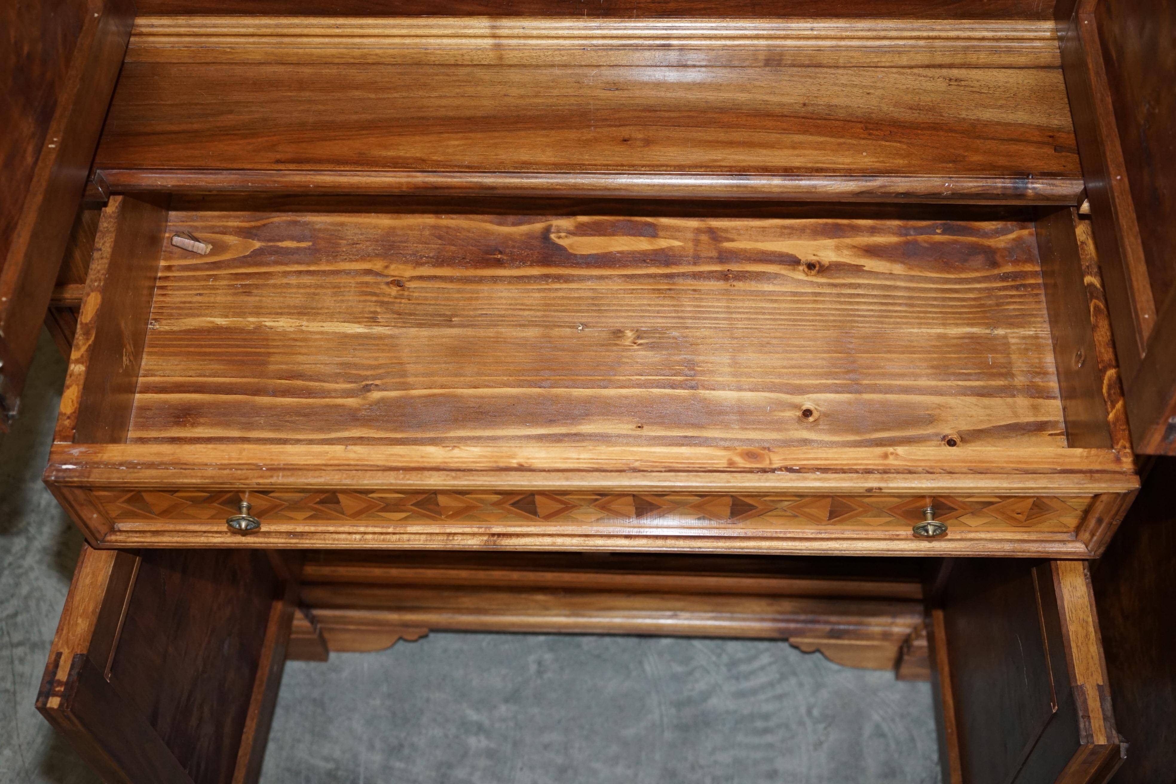 Italian Governess Buffet in Burr Pippy Oak with Geometric Marquetry
