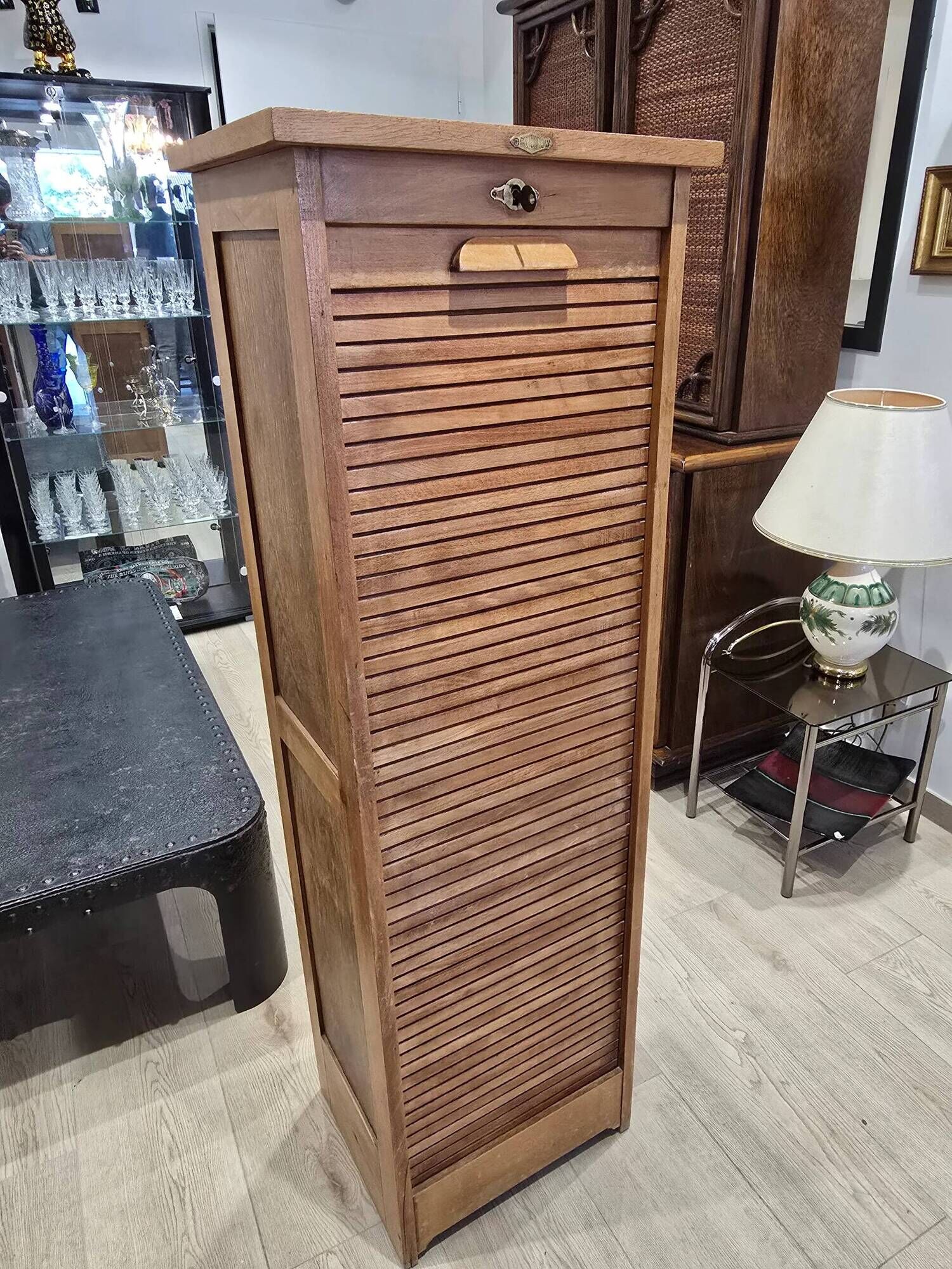 Vintage gm radia cabinet with curtain – office furniture from the 1930s/40s.