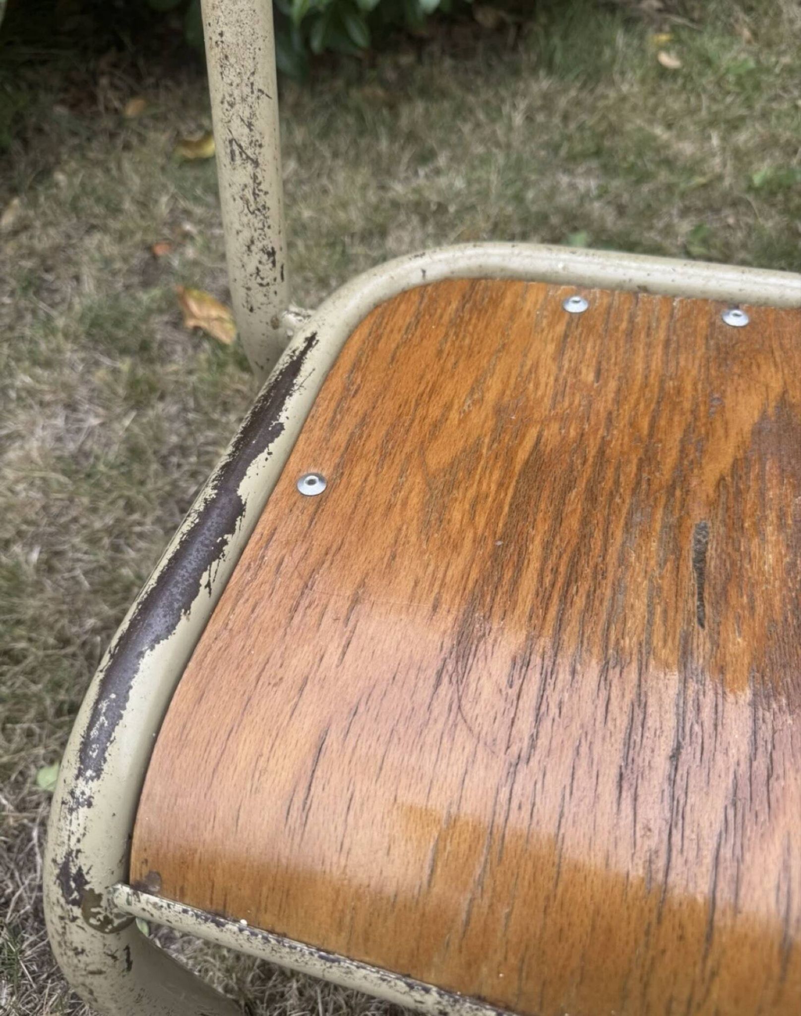 Old small school chair for children, vintage design, height a.