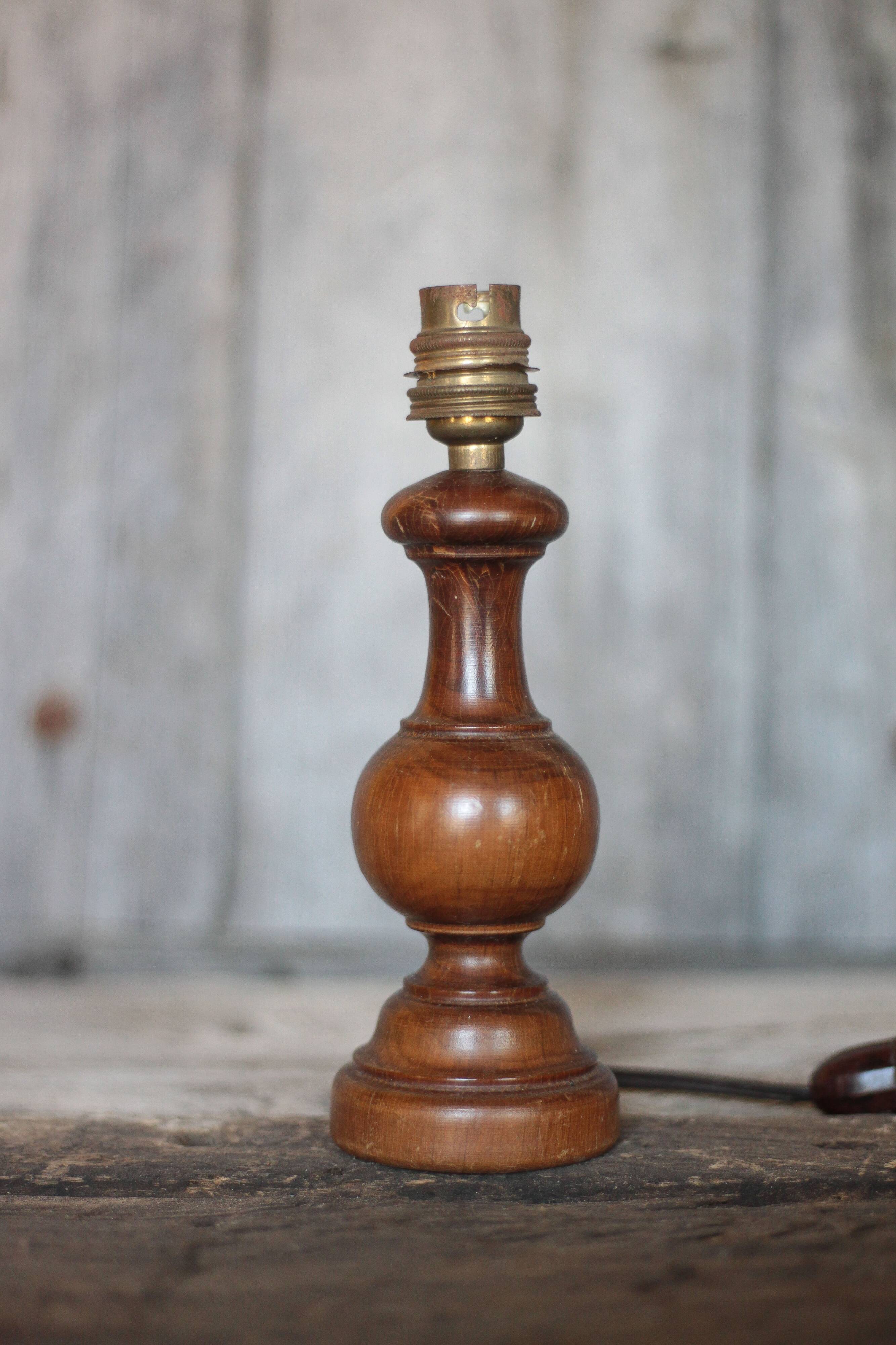 wood lamp, vintage wooden lamp base, table lamp, living room lamp