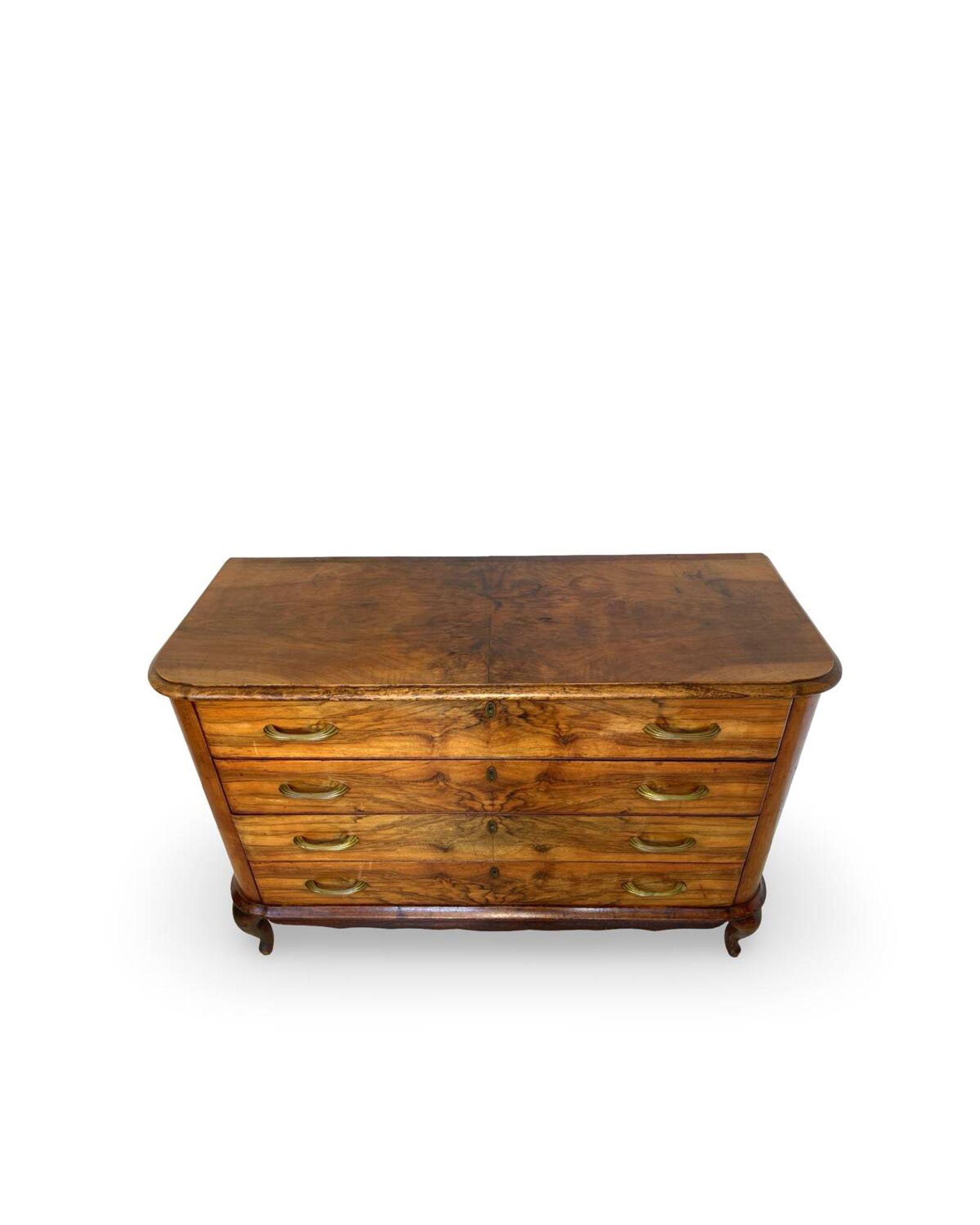 Italian art deco burl walnut chest of drawers, 1930s/1940s