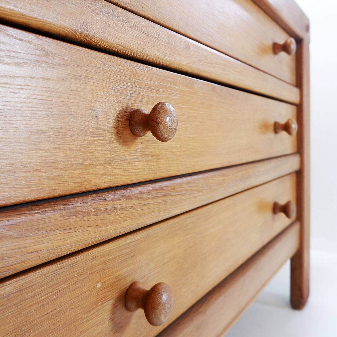 Solid wood chest of drawers in Pierre Chapo style - 1960s