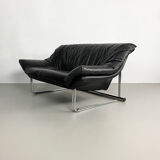 Postmodern leather and chrome sofa, c.1970