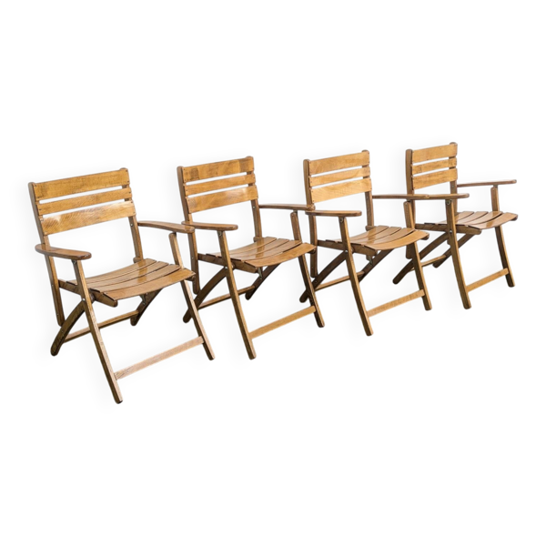 4 fauteuils de jardin pliants vintage – travail français 1970-80