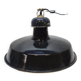 Pendant lamp industrial workshop lampshade in vintage black enameled metal