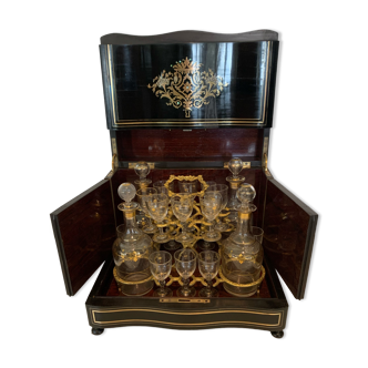 Complete liquor cellar Boulle Box Napoleon III Box Marquetry XIX century