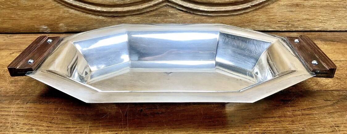 Bannette basket bread basket Art Deco silver metal Rosewood Christofle Alfenide