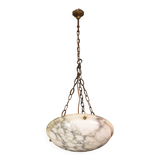 Art Deco White Albaster Chandelier, 1950s