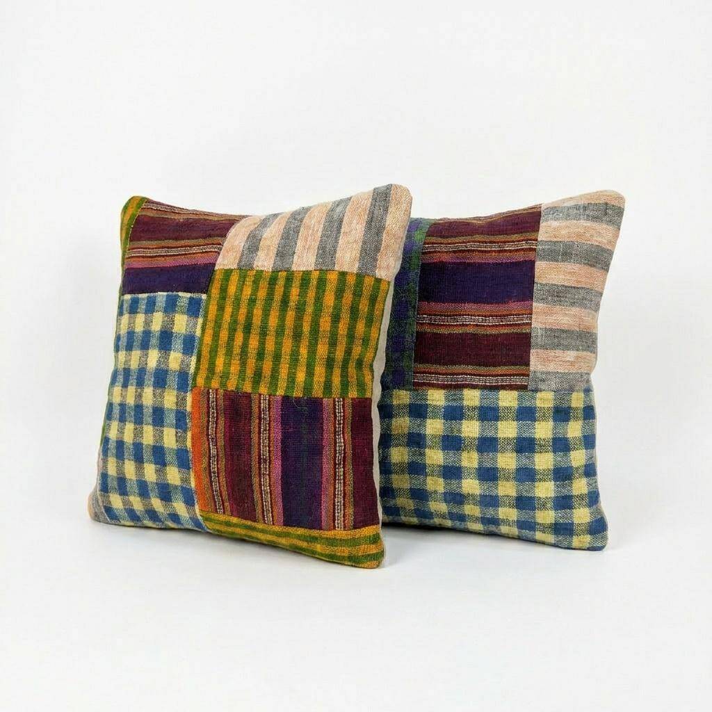 Set of 2 vintage kilim cushion covers 51x51 cm
