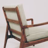 Fauteuil vintage olive vert velours côtelé 1960