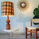 Large turned wooden lamp from the 1960s, signed JS Guy.