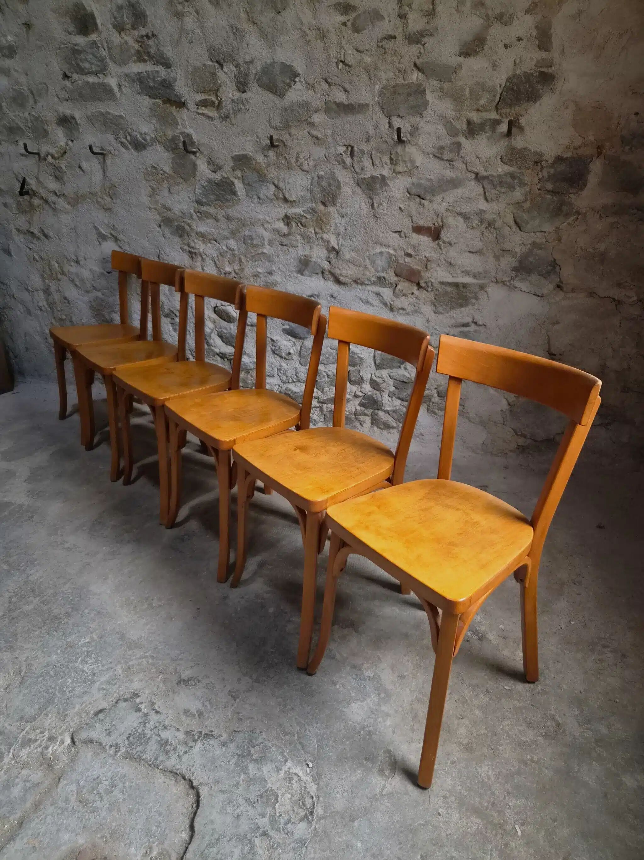 Set of six Baumann bistro chairs, France, 1950s