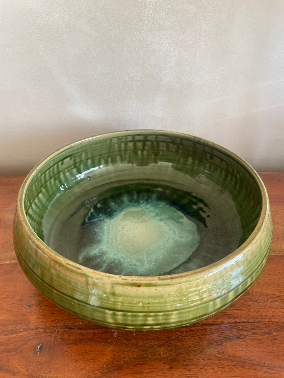 Glazed stoneware salad bowl from the Abbey of Fontgombault.