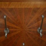 Art Deco marquetry and aluminum wall coat rack