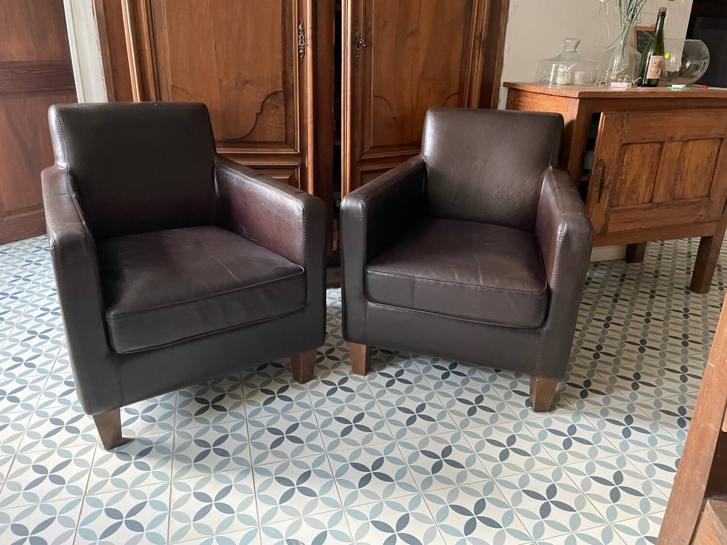 Pair of club armchairs