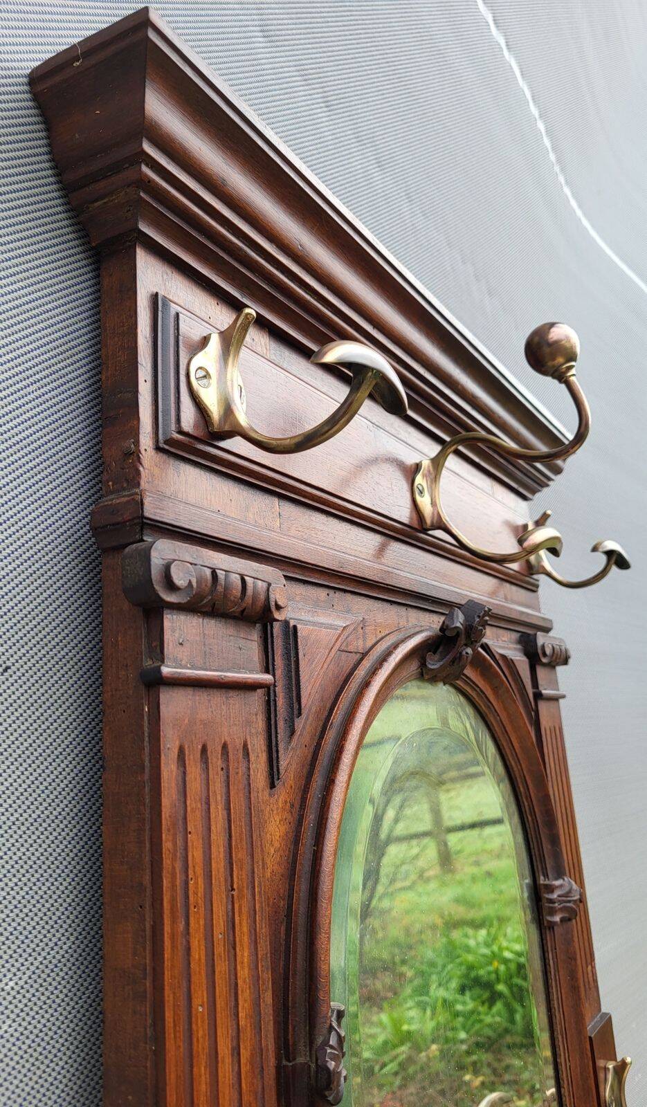 Monumental Art Nouveau wardrobe • walnut & brass