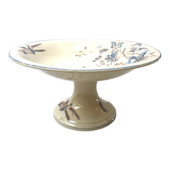 Coupe sur pied en faience sarreguemines papillon compotier