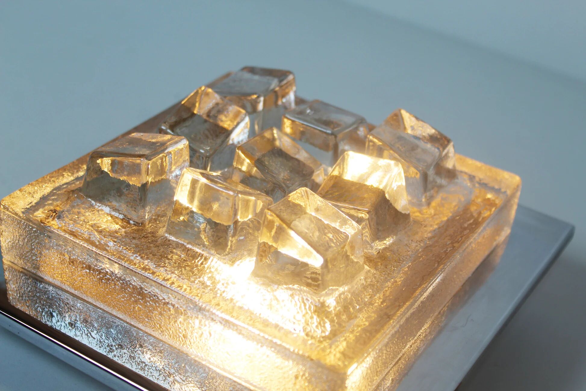Single 1970s brutalist glass wall sconce by Hillebrand