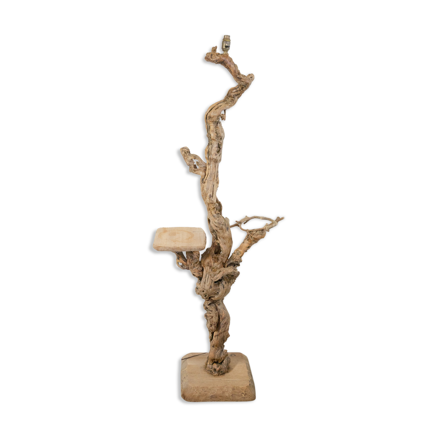 Lampadaire en bois brut