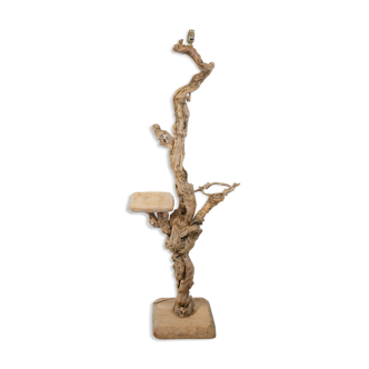 Floor lamp in rough wood