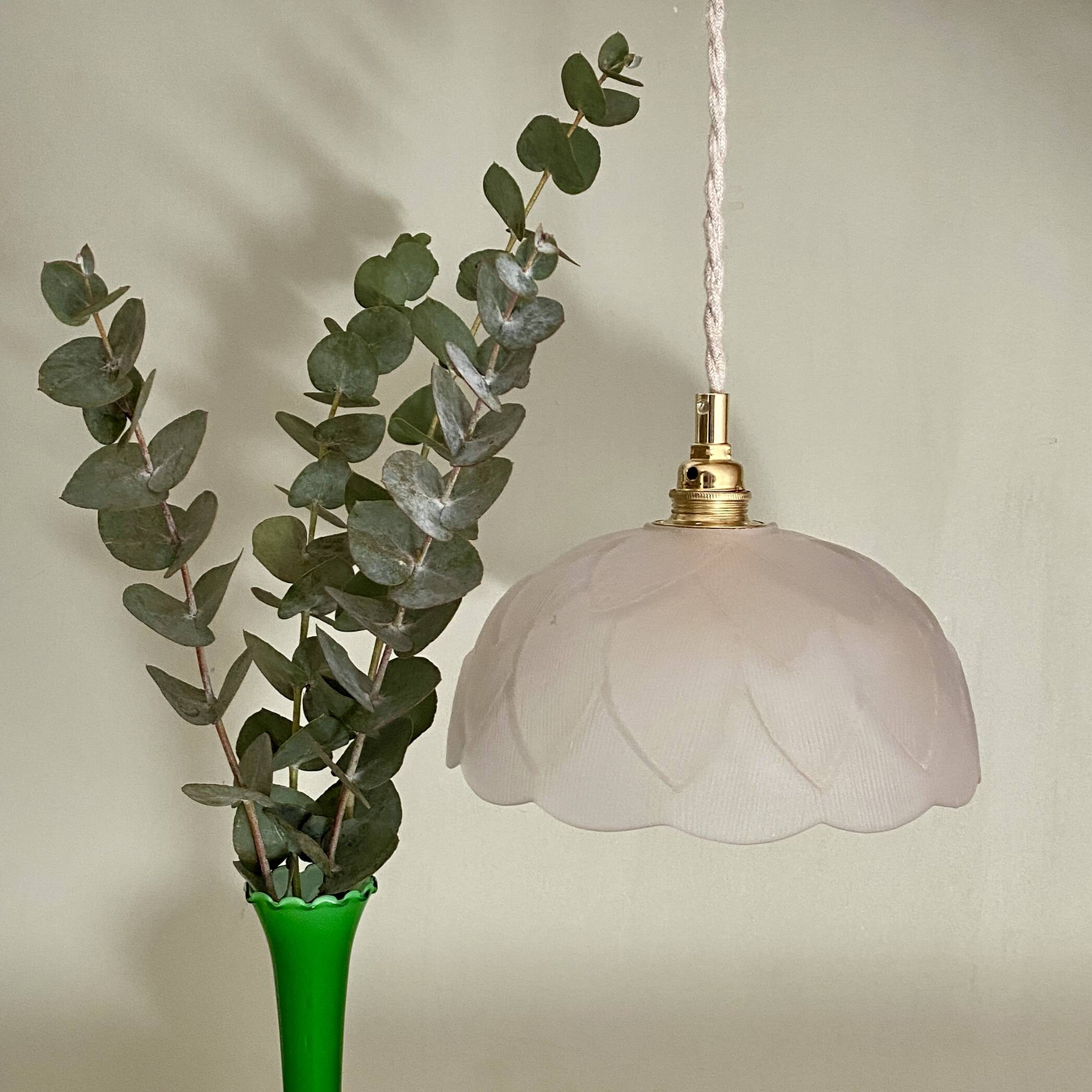 Vintage frosted glass flower motif pendant light