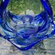 Murano Blown Glass Pocket or Basket - Cobalt Blue and White