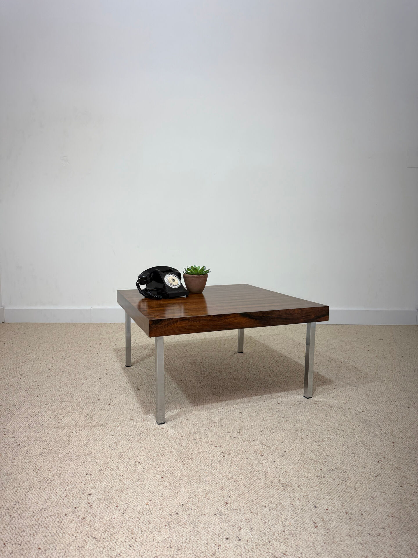 Vintage coffee table in rosewood and chrome steel – 1970s