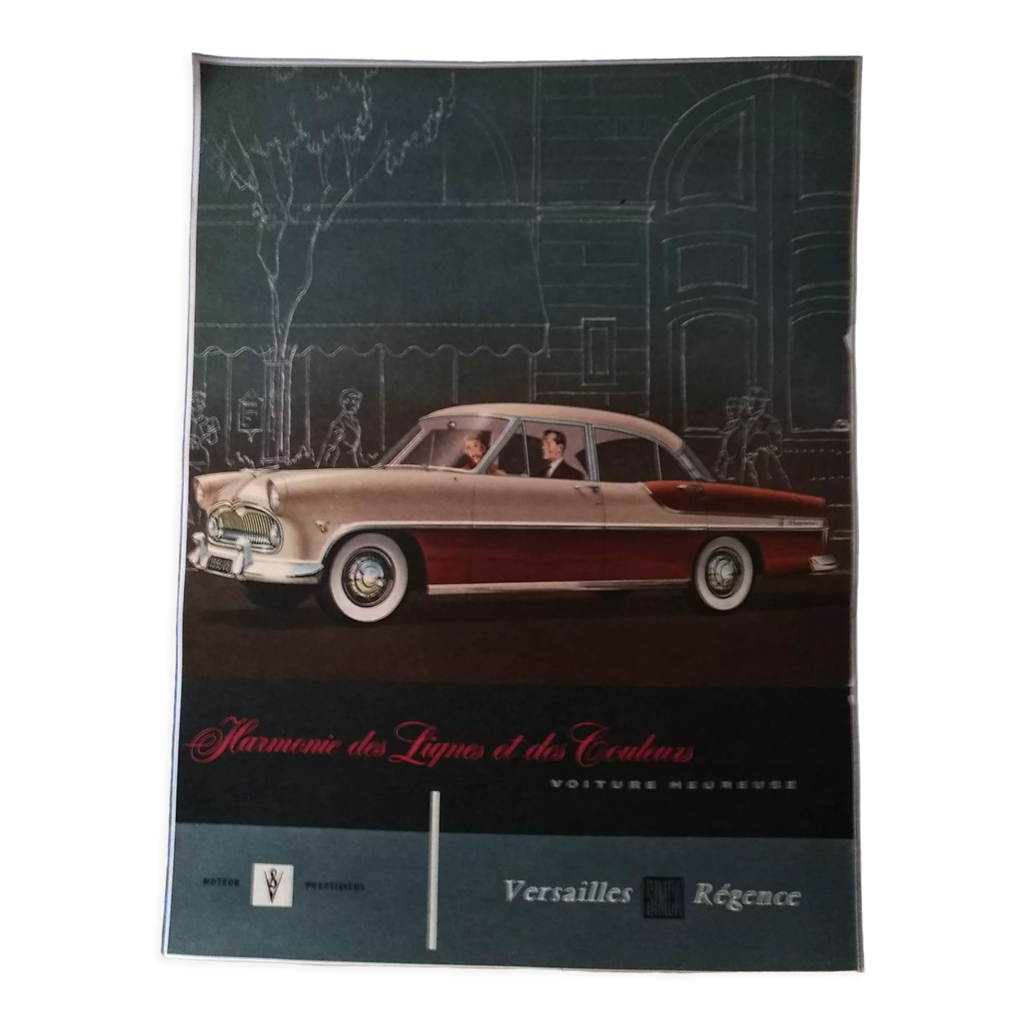 A simca regence v8 car paper advertisement from a period magazine