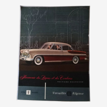 Une publicité couleur papier voiture simca régence  v8 issue d'une revue d'époque