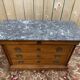 Commode de style Louis Philippe en merisier et marbre gris veiné