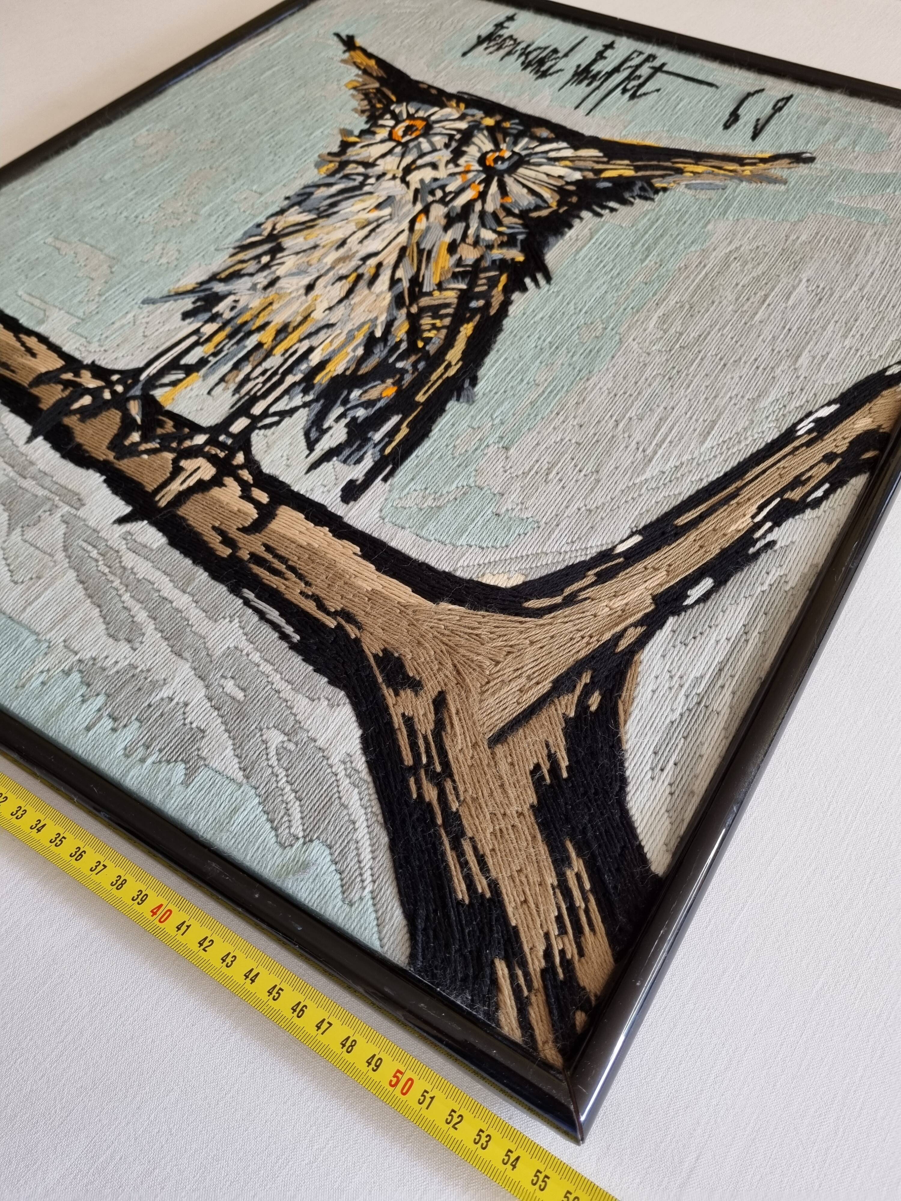 Tapestry after Bernard Buffet "the owl" 67 x 56 cm