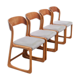 Lot 4 chairs Baumann model Sled sled, wooden chair, Scandinavian design chair, 60s