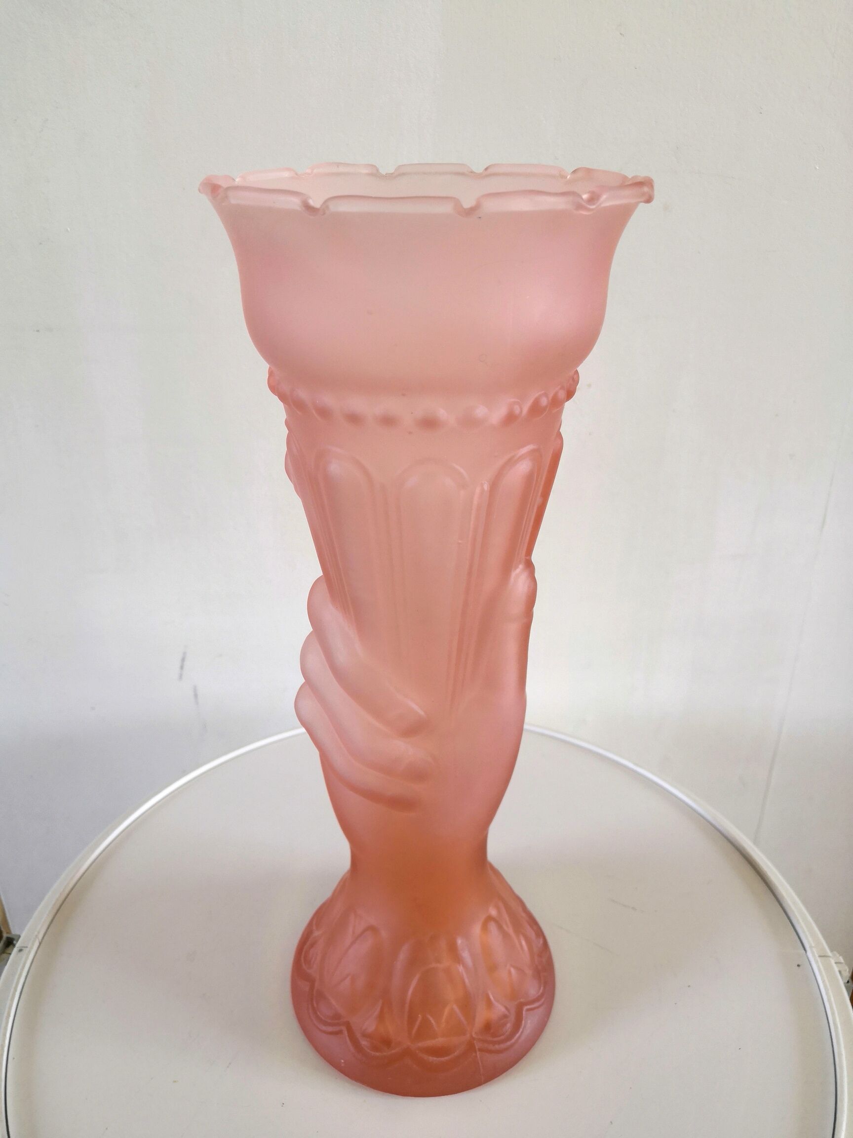 Art Deco pink hand vase