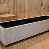 Large 1960s Knoll Style Marble and Brushed Steel Planter