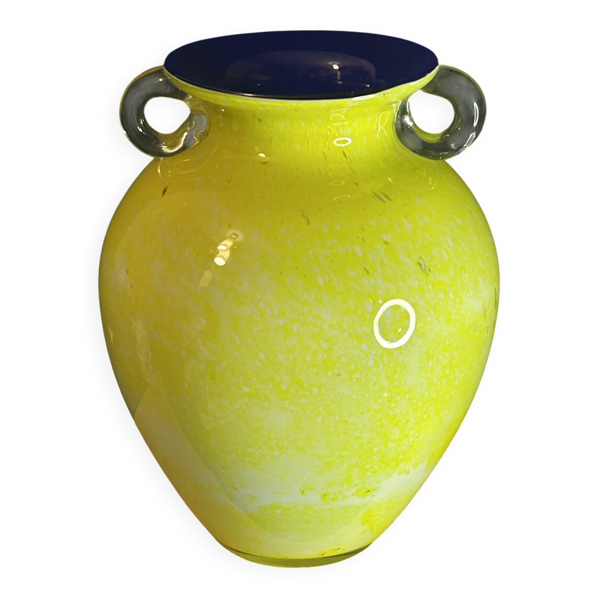 Murano Glass - Moretti Workshop - Large designer glass vase with inclusions