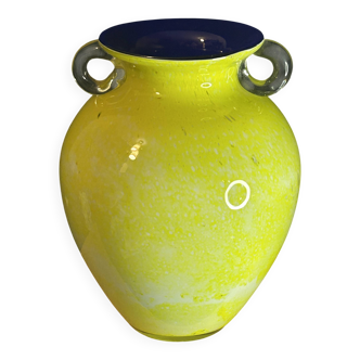 Murano Glass - Moretti Workshop - Large designer glass vase with inclusions