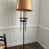 Brutalist hammered wrought iron floor lamp 1940