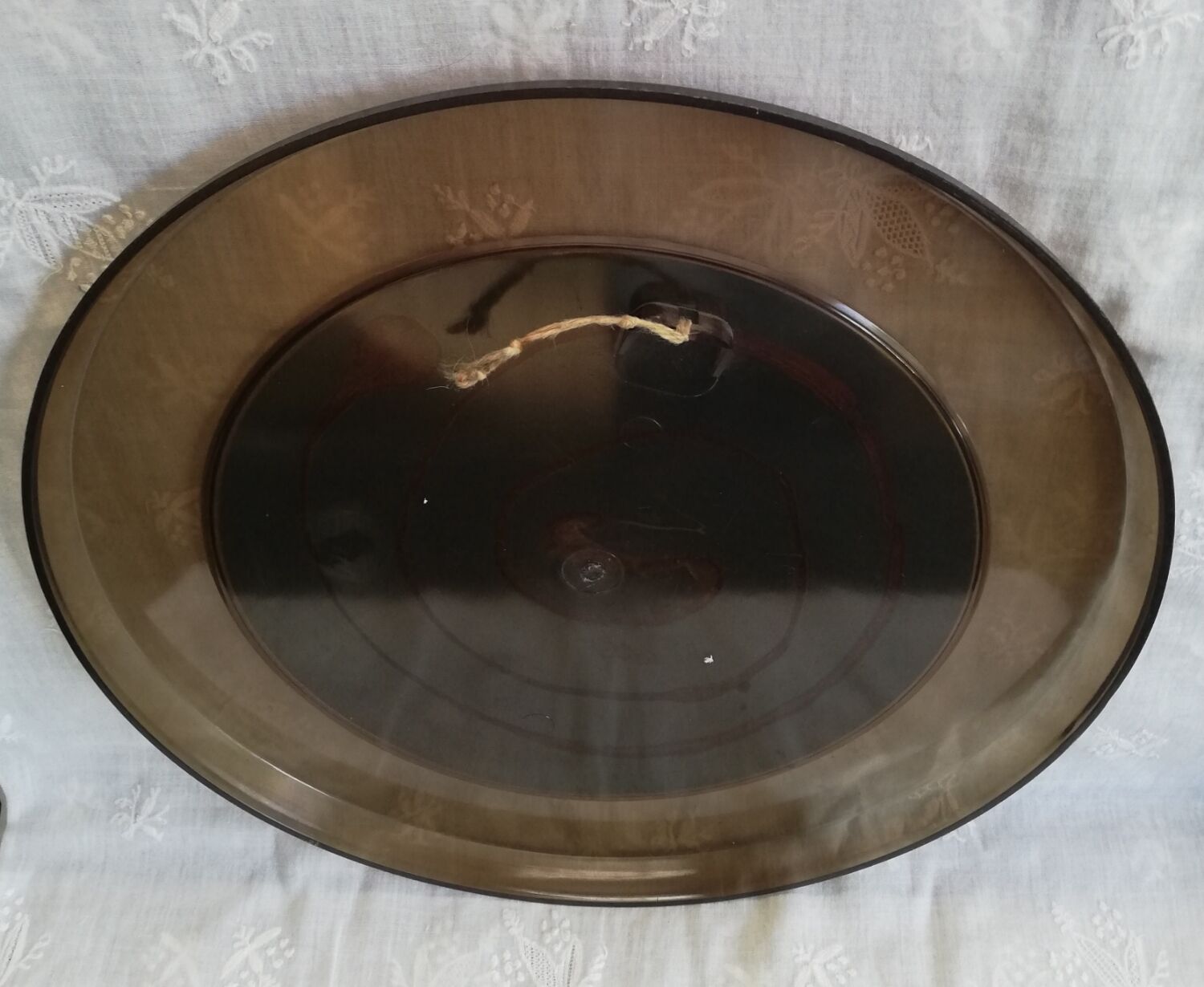Smoked plastic round mirror 70s