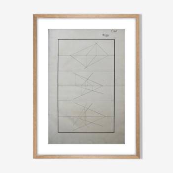 Old drawing - study of geometry - Ecole Royale Polytechnique 1824
