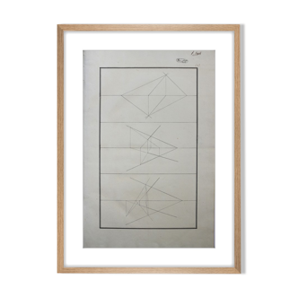 Dessin ancien - étude de géométrie - Ecole Royale Polytechnique 1824