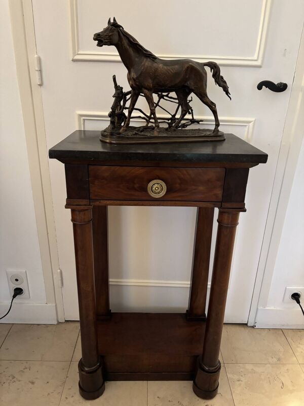 Ancienne et petite console empire d'époque début XIX eme en acajou marbre