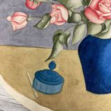 Watercolor with vintage double-sided rose bouquets