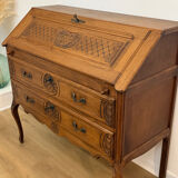 Carved oak secretary