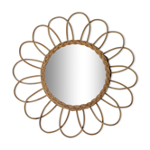 Miroir rotin 'marguerite' des années vintage