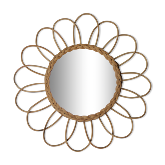 Rattan mirror 'marguerite' from the vintage years