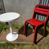 Set of 4 Tolix T2 chairs & vintage white table