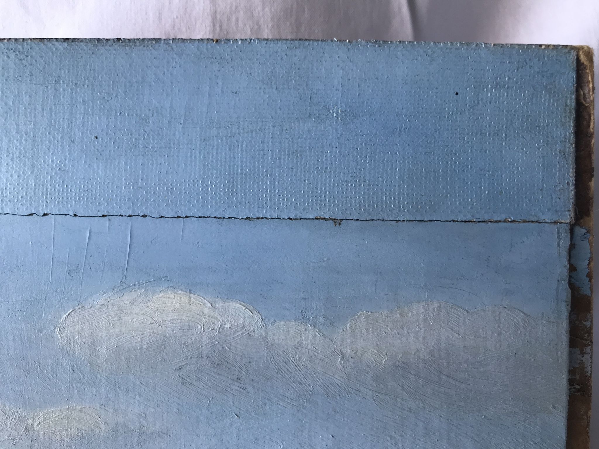 old painting oil on wood architecture village